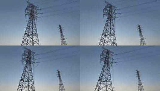 特高压电输送电力塔高清在线视频素材下载