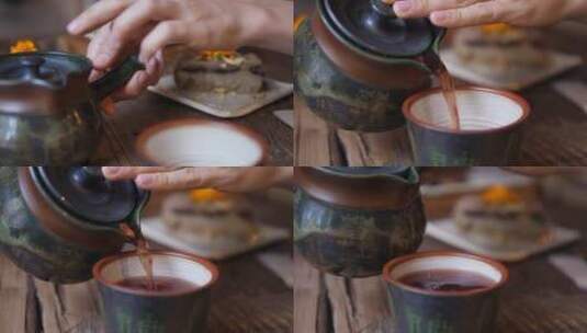 从茶壶倒茶茶道艺术视频高清在线视频素材下载