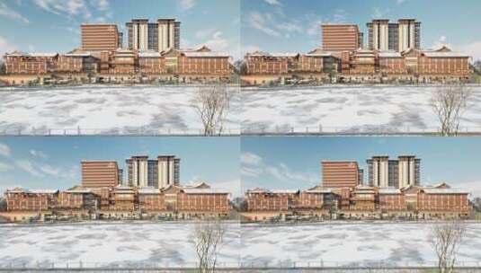 唯美商业广场雪景三维动画高清在线视频素材下载