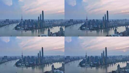 上海黄浦江东方明珠陆家嘴航拍高清在线视频素材下载