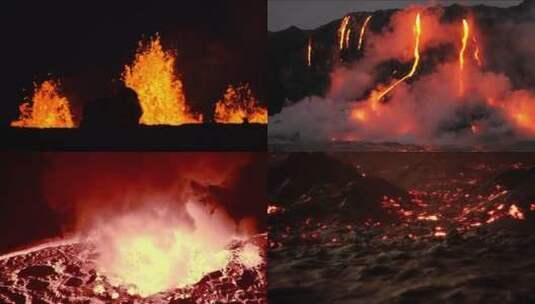 火山喷发熔岩流出高清在线视频素材下载