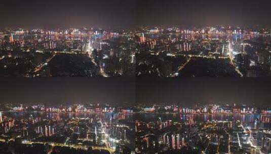 武汉江汉区夜景航拍高清在线视频素材下载