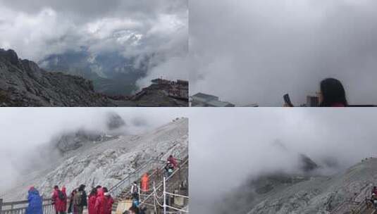云南丽江玉龙雪山山顶游客风景高清在线视频素材下载