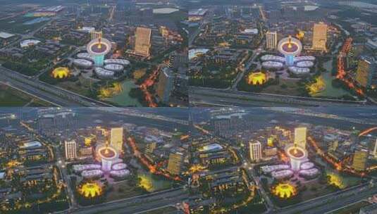 武汉未来科技城夜景航拍延时高清在线视频素材下载