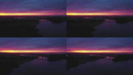 北卡罗来纳州威尔明顿恐怖角河上多彩的日落高清在线视频素材下载