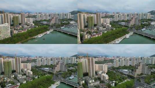 海南省三亚市三亚河航拍城市风光与建筑高清在线视频素材下载