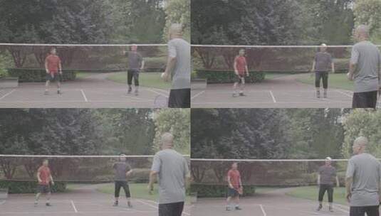 公园老人锻炼-打网球（log灰）高清在线视频素材下载