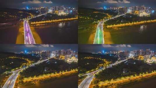 8K城市大桥夜景交通车流延时高清在线视频素材下载