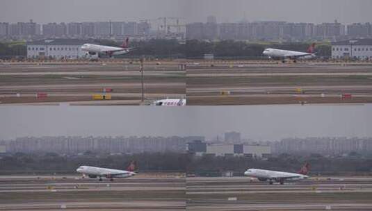 吉祥航空飞机在浦东机场降落高清在线视频素材下载
