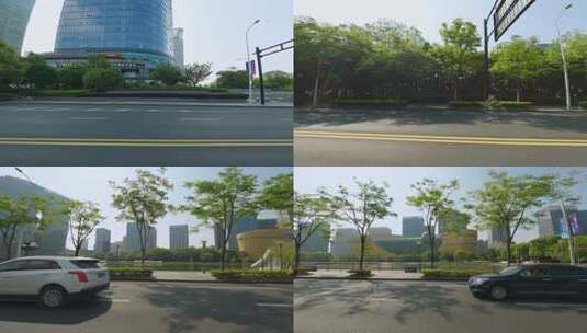 白天杭州市闻涛路车左行车空镜1高清在线视频素材下载