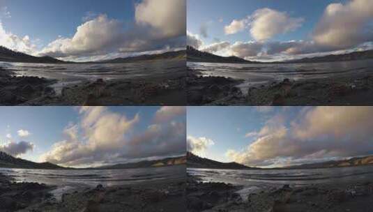 山区湖泊上空的阴天时间流逝高清在线视频素材下载