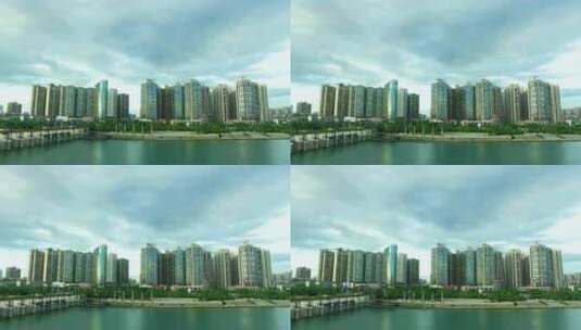 永州宋家洲大桥滨江公园广场河水高清在线视频素材下载