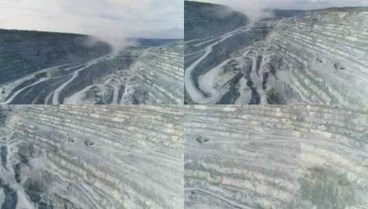 巨大石棉采石场爆炸烟雾鸟瞰图15高清在线视频素材下载