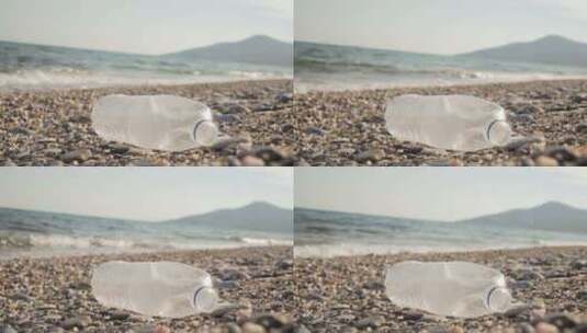 海边的塑料垃圾特写高清在线视频素材下载
