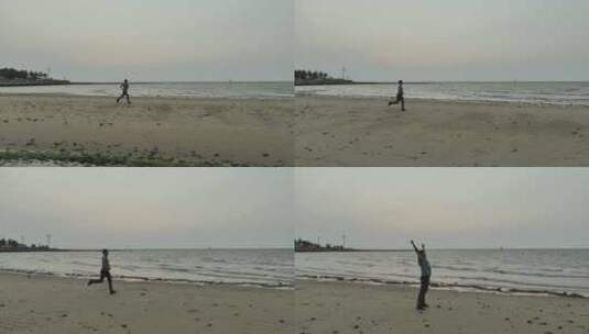海边奔跑的少年高清在线视频素材下载