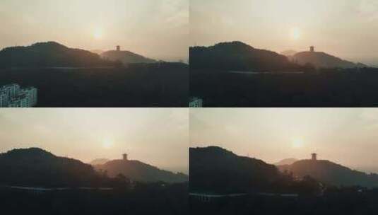 台州清晨日出航拍高清在线视频素材下载