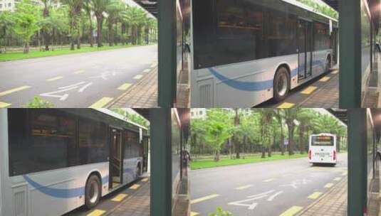 城市公交车进站高清在线视频素材下载