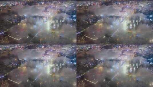 航拍杭州城市夜景穿云延时高清在线视频素材下载
