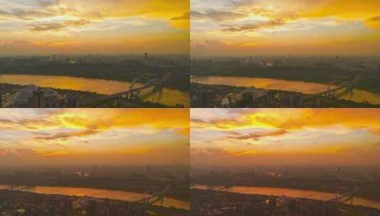 4K航拍广西南宁城市晚霞美景高清在线视频素材下载