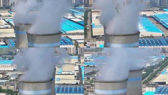热电 热能 发电排放气体的工厂航拍高清在线视频素材下载