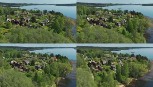 宁静的湖景 欧洲风情小镇高清在线视频素材下载
