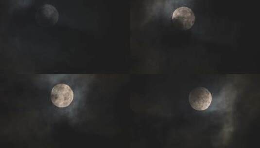 实拍夜晚天空乌云月亮月黑风高高清在线视频素材下载