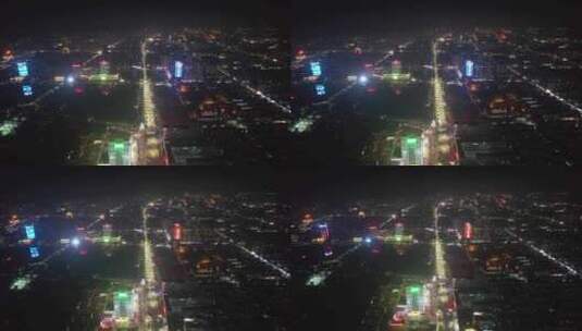 山东德州城市夜景灯光航拍高清在线视频素材下载