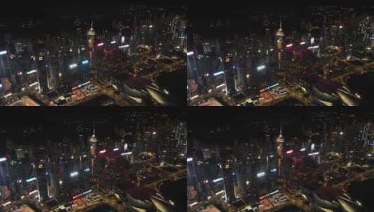 香港CBD中环广场夜景航拍视频4K高清在线视频素材下载