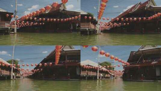 泰国曼谷的Damnoen Saduak水上市场，著名观光游船之旅高清在线视频素材下载