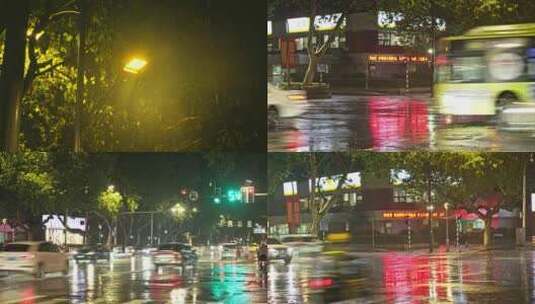 雨天十字路口红绿灯街景高清在线视频素材下载