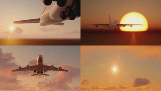 飞机起飞 大型飞机飞过天空高清在线视频素材下载