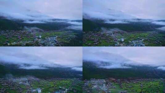 西藏林芝索松村桃花航拍视频高清在线视频素材下载