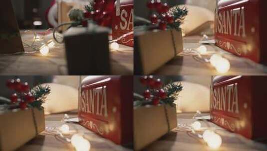 圣诞老人打开桌上的魔法书高清在线视频素材下载