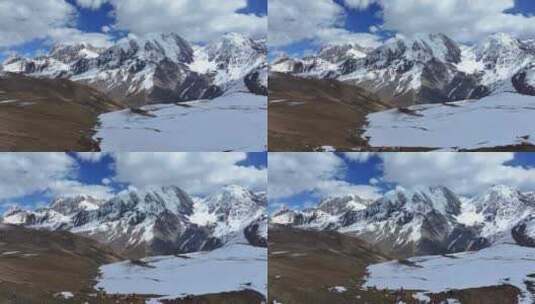 川西山脊垭口航拍横断山脉勒多曼因雪山群峰高清在线视频素材下载