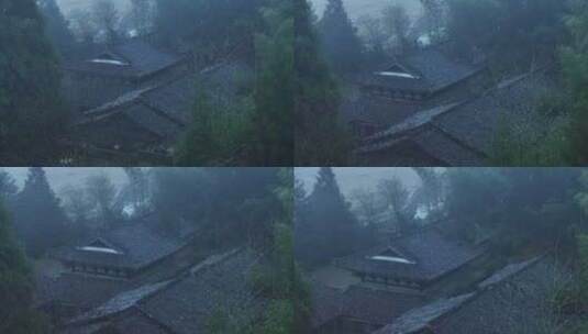 丽水景宁云中大漈时思寺航拍高清在线视频素材下载