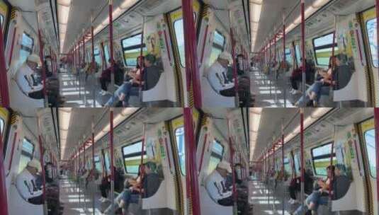 香港东涌线地铁车厢内部场景高清在线视频素材下载