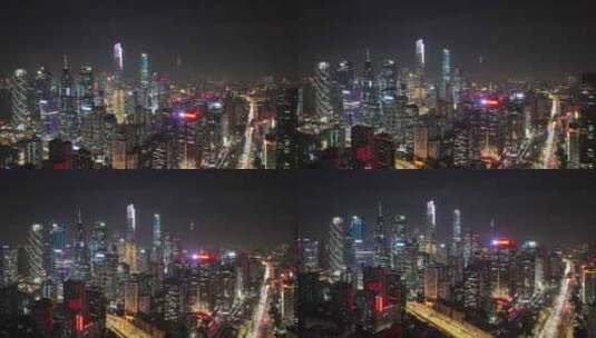 广州珠江新城夜景航拍高清在线视频素材下载