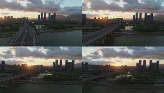 福州道庆洲大桥夕阳高清在线视频素材下载