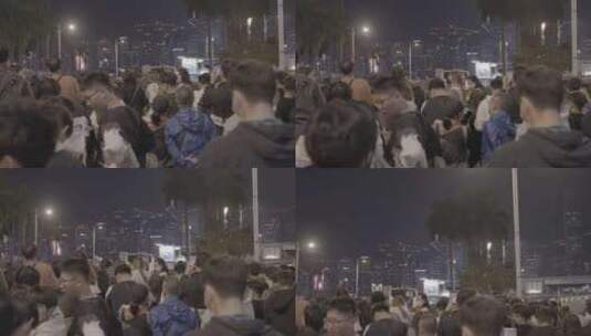 香港跨年夜密集人群高清在线视频素材下载