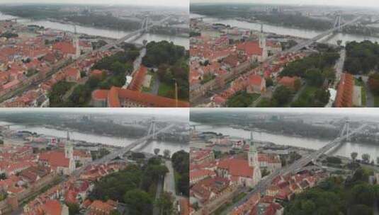 斯洛伐克布拉迪斯拉发的航拍镜头4K100高清在线视频素材下载