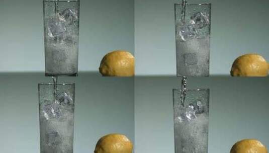 一杯冰水 柠檬水高清在线视频素材下载