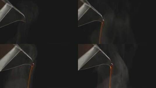 咖啡壶慢动作倒出咖啡液体高清在线视频素材下载