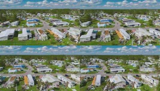 伊恩飓风严重破坏佛罗里达州移动房屋住宅区高清在线视频素材下载