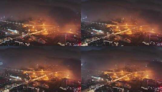 福州市区夜景平流雾7高清在线视频素材下载
