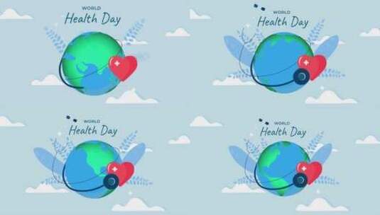 世界卫生日动画4k高清在线视频素材下载