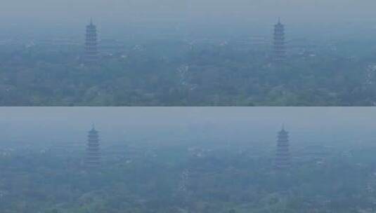 航拍烟雨江南扬州瘦西湖风景区高清在线视频素材下载