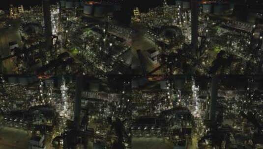 夜间照明的城市工厂用明亮的灯光创造城市景高清在线视频素材下载