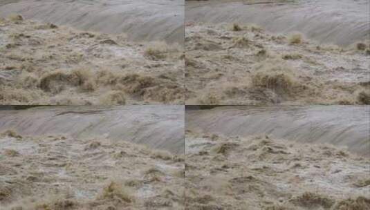 夏天汹涌的洪水 黄河母亲河高清在线视频素材下载