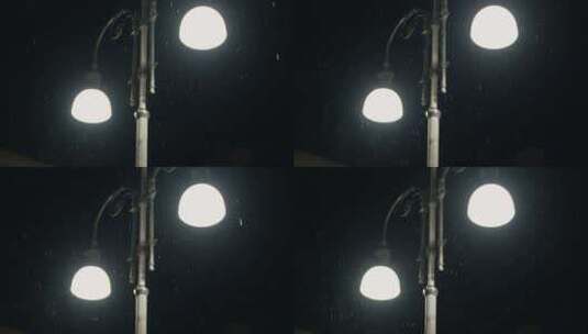 城市雨天的路灯高清在线视频素材下载
