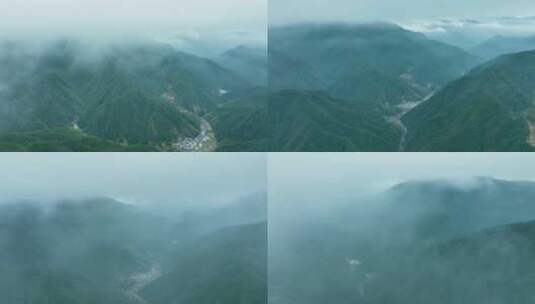 开化钱江源国家森林公园云雾风光航拍高清在线视频素材下载